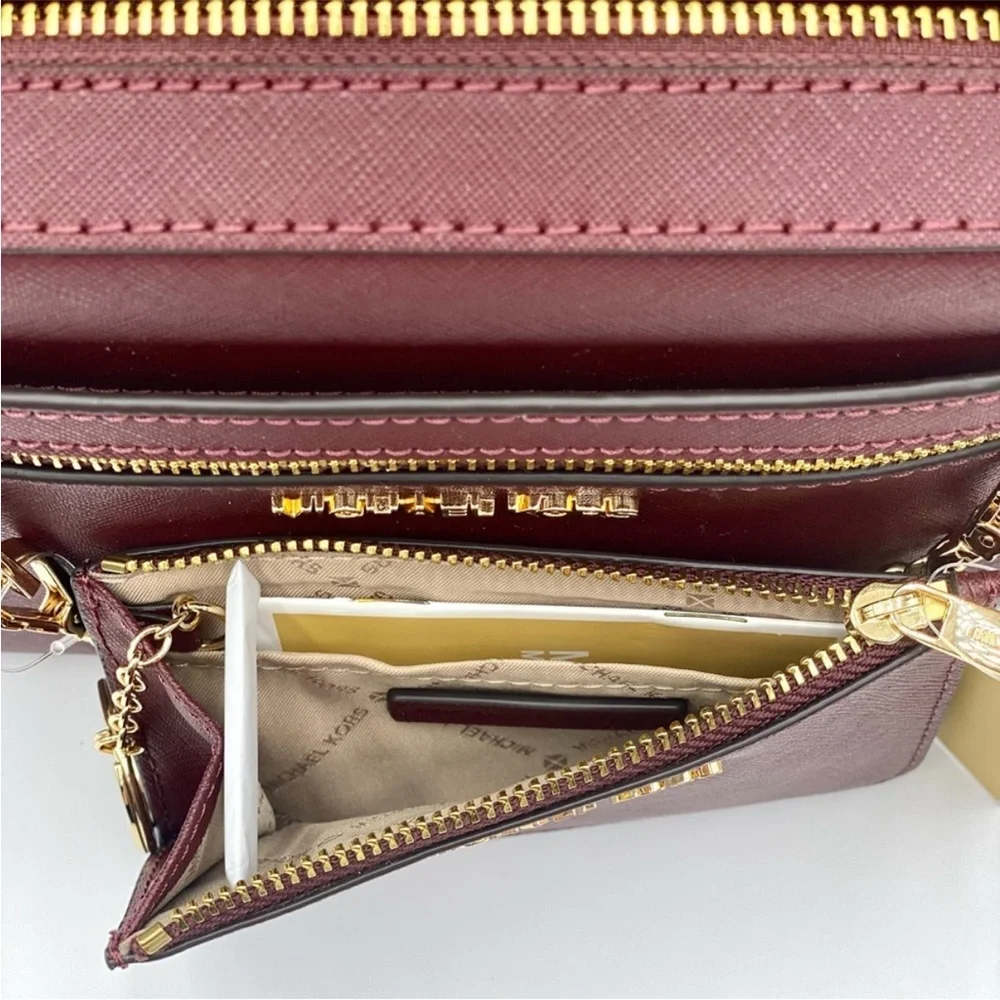 Michael Kors Crossbody Merlot and Small Wallet Coinpouch Set Bordeaux